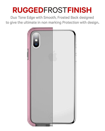 iPhone XS Max Case | Supreme Frost w/ Glass | Black Frost / Pink DuPont Bumper