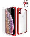 iPhone XS/X Case | HYBRID MKII w/ Glass | Frost Red Bumper / Transparent Back Plate